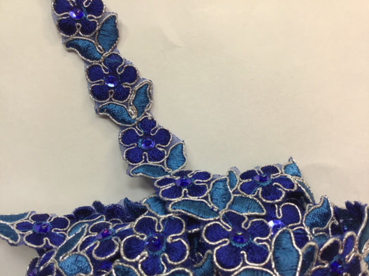 1 Yard Beaded & Corded Lace Trimming on Organza | 3/4" Wide | Decorative Couture Trim for Bridal, Quinceañera & Formalwear